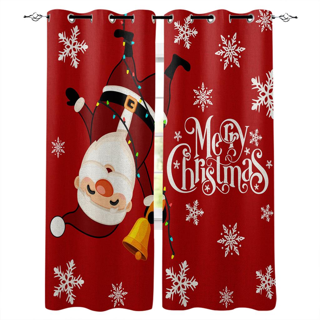 Cartoon Cute Snown Man Christmas Ball Girl Window Curtains For Kids Bedroom Living Room Bathroom Kicthen Door Hall Home Decor 2P