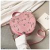 Borse rotonde a forma di cuore in pizzo dolce femminile Borse a tracolla in pelle PU di alta qualità per borse a tracolla a catena di fiori freschi da donna