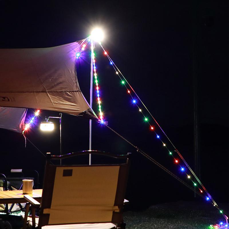String Lights For Camping LED Portable Waterproof Outdoor String Lights Multipurpose Hiking Lighting For Tents Gardens RVs