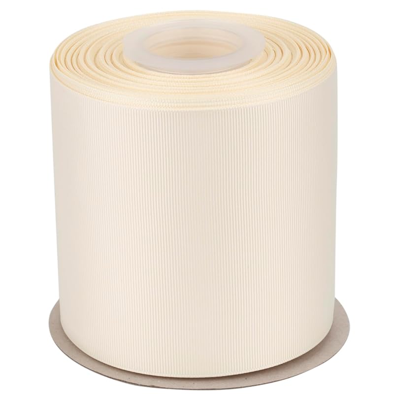 

[Tekdeere]Width 100mm solid ivory grosgrain ribbon, perfect for gift wrapping, sewing, hair accessories, wedding decorations - 22 meters/roll