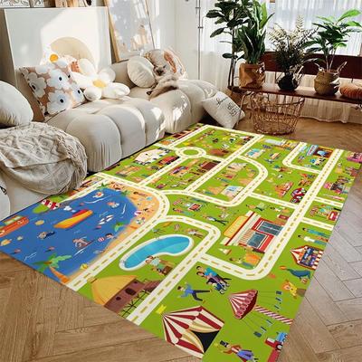 Illustrazione Mappa Tappeto per Bambini Decorazione Casa, Taglia Grande per Studio e Camera da Letto, Fonoassorbente e Antimacchia