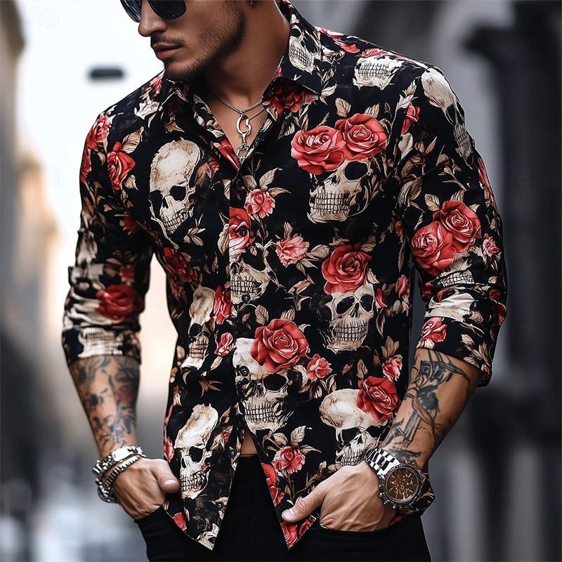Camisa de Hombre Rayo Neón Botones Manga Larga Camisa Vacaciones Otoño Cotidiano Streetwear Verano Solapa Camisa Impresa en 3D