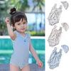 Kids' Floral One-Piece Swimsuit with Zipper and Swim Cap - Boys and Girls' Modest Design