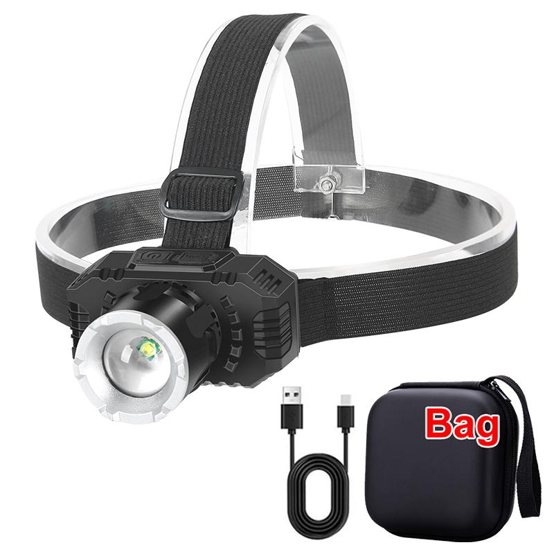 Mini LED Headlamp USB Rechargeable Head Light with 3 Lighting Modes Head Flashlight for Camping Fishing Emergency Lantern