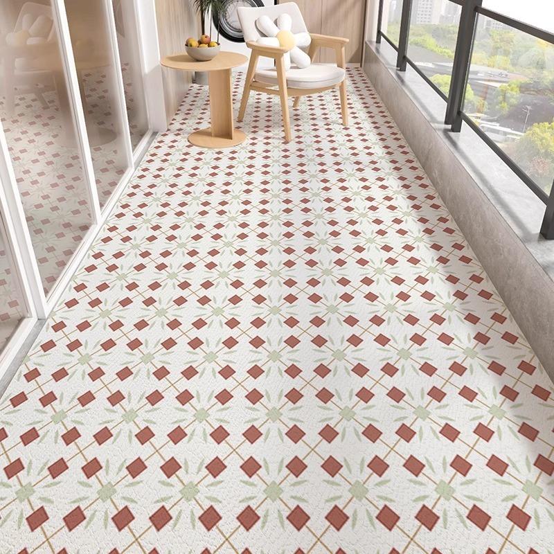 Carpet for Balcony Waterproof Floor Mat Large Pvc Leather Kitchen Non-slip Foot Mats Black White Carpets Home Decoration Rug