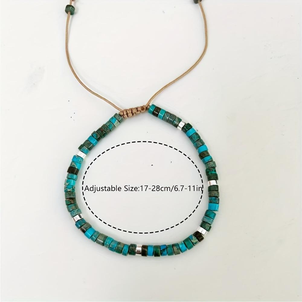 Adjustable Natural Turquoise Beaded Bracelet | Natural Stone, Perfect for Vacation & Gifts