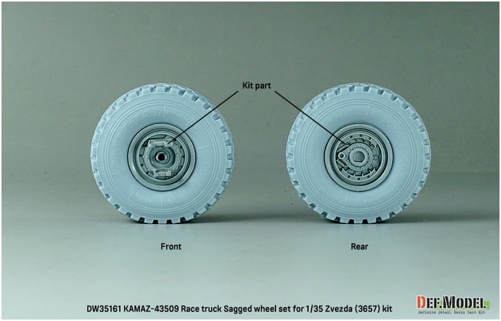 Scale Modern Russian Red Bull Rally Truck Tire Set Plastic Model Kit Parts DW35161 DEF.MODEL 1/35 KAMAZ-43509 Weight-Deforming (for Zvezda)