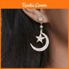 Schicke Symmetrische Goldene Stern Mond Ohrringe Elegante Plattierte Ohrringe Für Modernen Stil