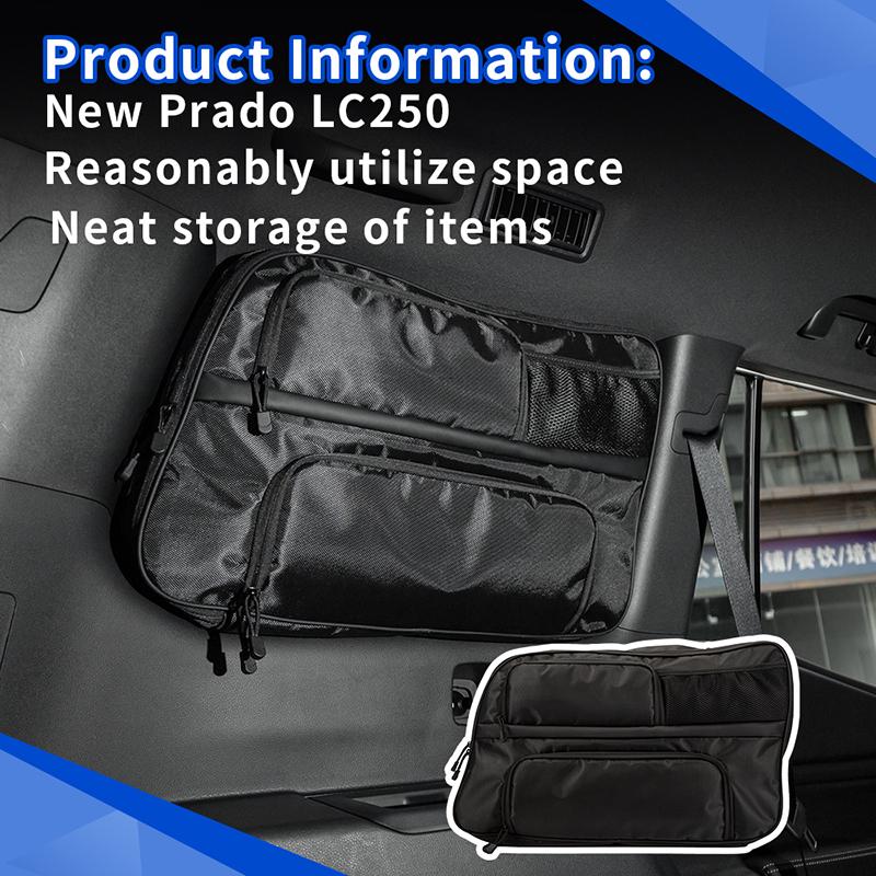 Car Trunk Side Multifunctional Storage Bag For Toyota Land Cruiser Prado 250 LC250 2025+ Side Window Storage Bag Canvas 1pcs
