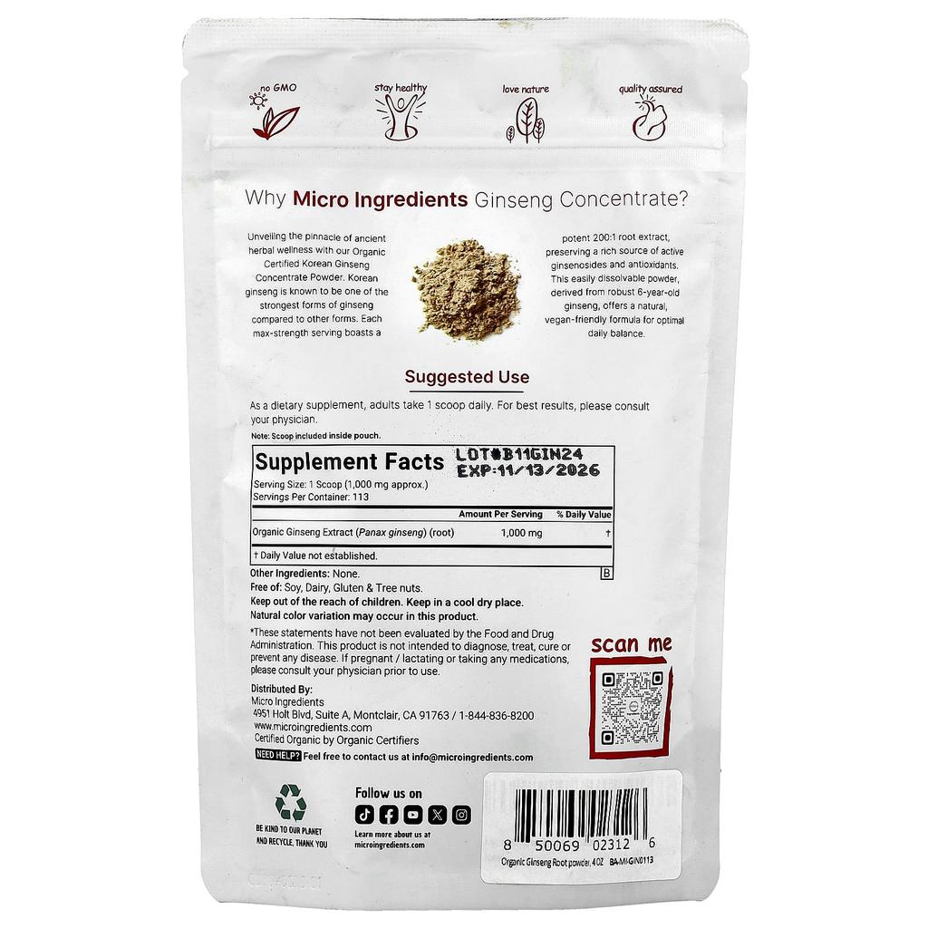 Organic Ginseng Concentrate, 113G(4Oz)