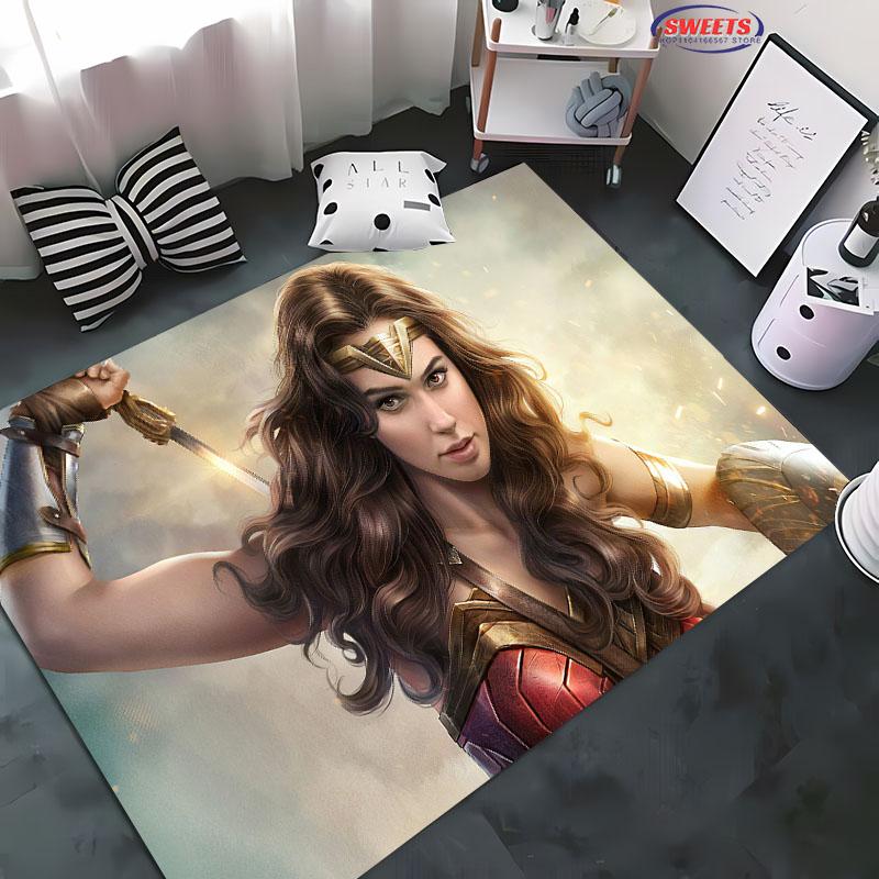 New Shelves! Classic DC Wonder Woman Carpet, Living Room Bedroom Office Children's Room of Choice, Non-slip Machine Washable Mat