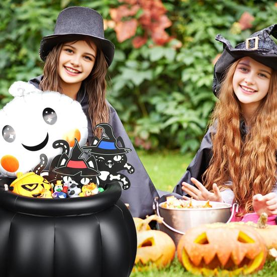 Inflatable Witch Cauldron Drink Cooler Halloween Candy Bowl Reusable Drink Holder for Themed Parties Home Gatherings Decoration