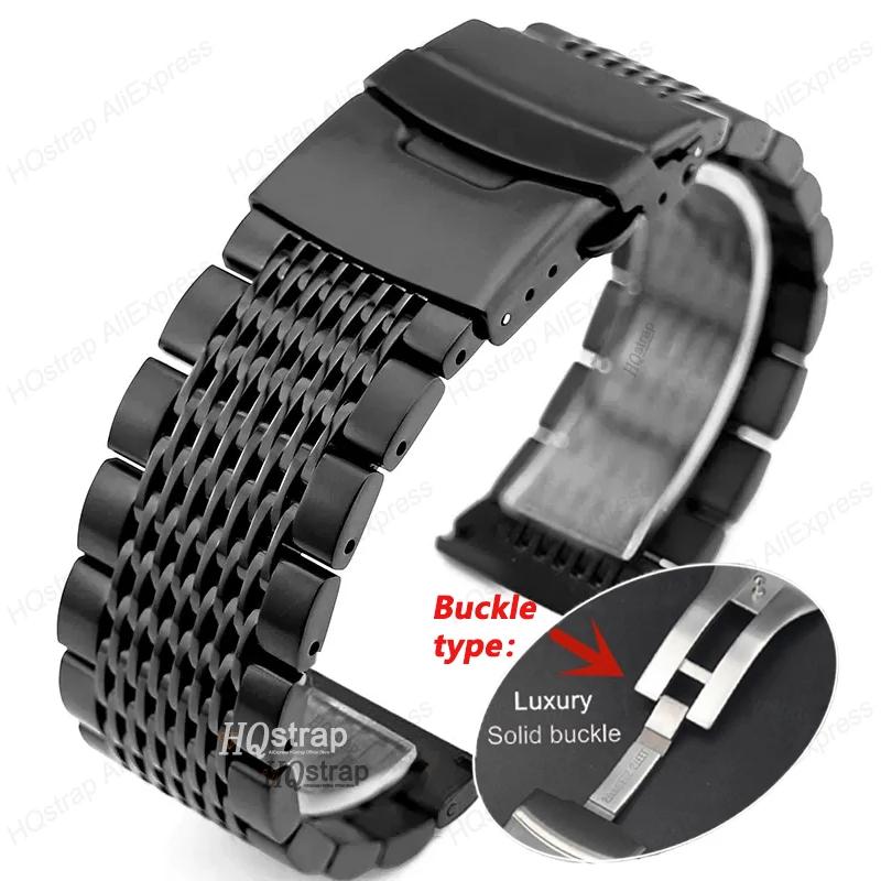 Correa de Metal Sólido 18mm 20mm 22mm 24mm Pulsera de Acero Inoxidable Correa Universal para Samsung Watch 4/5/3 Correa para Seiko Pulsera