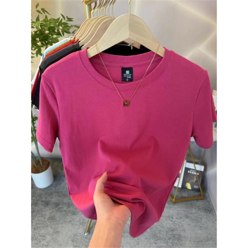Women's Slim-Fit Pure Cotton Short-Sleeve Round Neck Base Layer T-Shirt