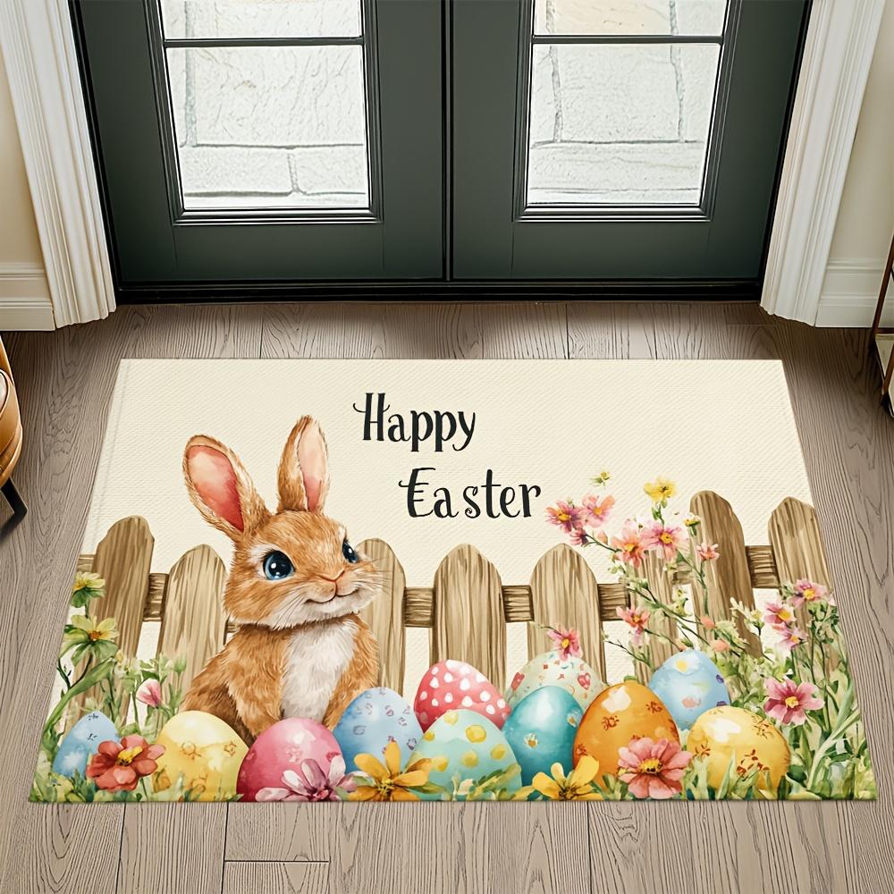 

VIKAMA Easter Bunny Egg Doormat Machine Washable, Non-Slip Porch & Front Door Mat Bedroom, Terrace & Kitchen Rug Home Decor 40x60cm 16x24inch