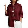 Spring and summer new solid color stand-up collar metal button long-sleeve shirt top for women
