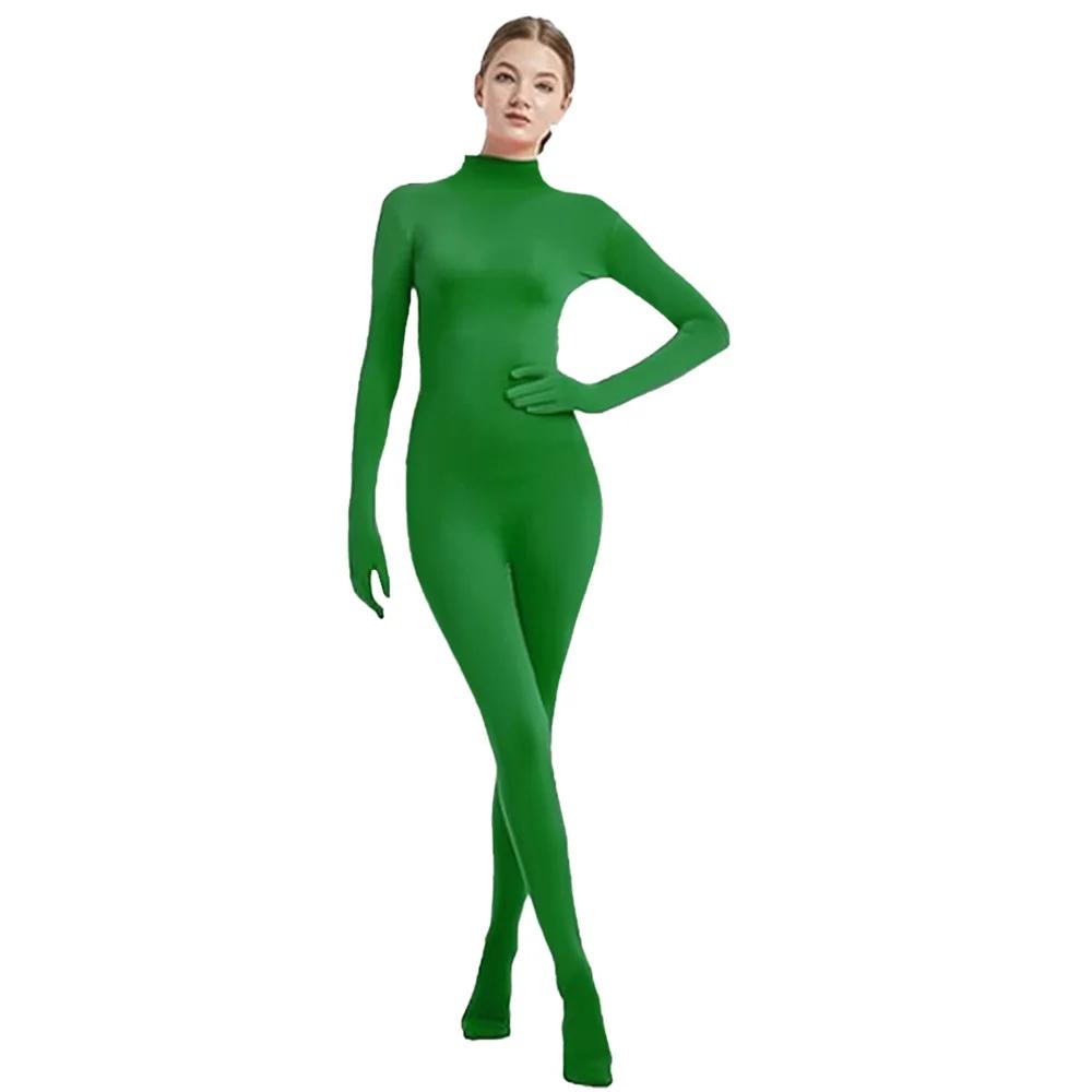 Volledig Lichaam Zentai Pak voor Volwassenen Dames Spandex Tweede Huid Strakke Pakken Halloween Feest Cosplay Kostuum Effen Kleur 120 groen