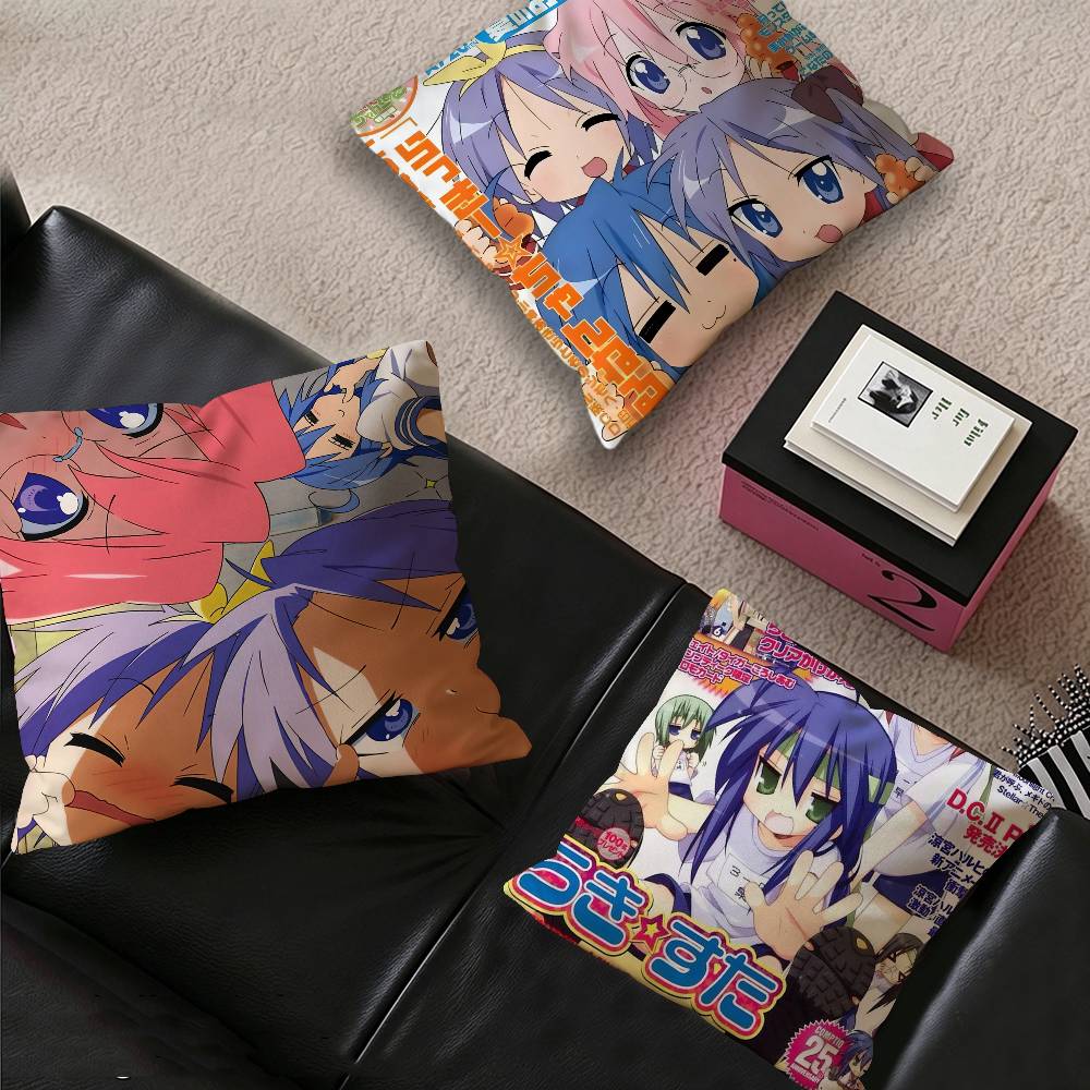 Cartoon L-Lucky S-Star ANIME Cushion Cover Inches Farmhouse Decor Home Throw Pillow Covers For Couch Decorations
