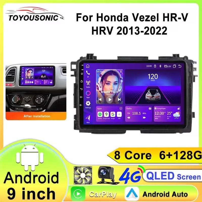 Android Carplay Auto Stereo 9" For Honda Vezel HR-V HRV XRV 2013 - 2020 Automotive Car Multimedia Player GPS Navigation DSP