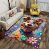 Joyful Colorful Dog with Flowers Carpet Yoga Living Room Room Decor Children's Crawling Mat Doormat Area Rug Games Mat
