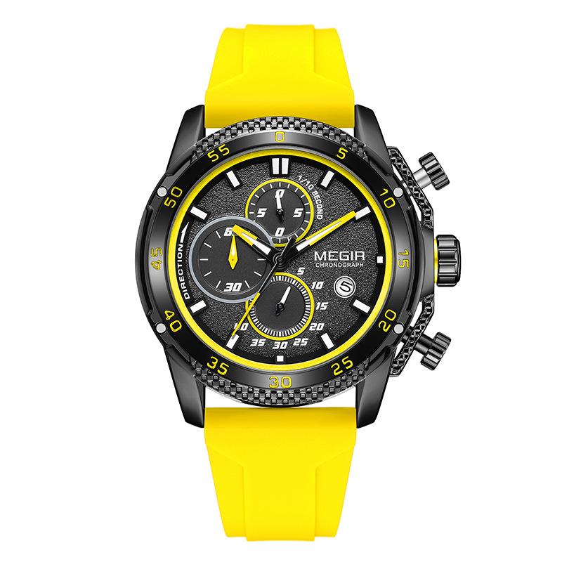 Multifunctional Chronograph Three-Eye Silicone Strap Luminous Calendar Men S Watch 2211