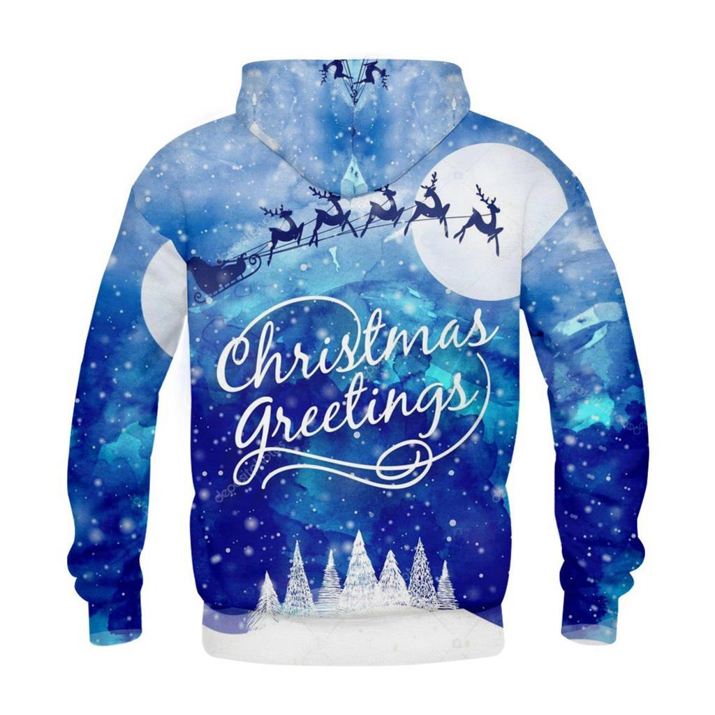 Men's Personalized Casual Printing Long Sleeve Zipper Sweater Thick Cotton Suit Winter