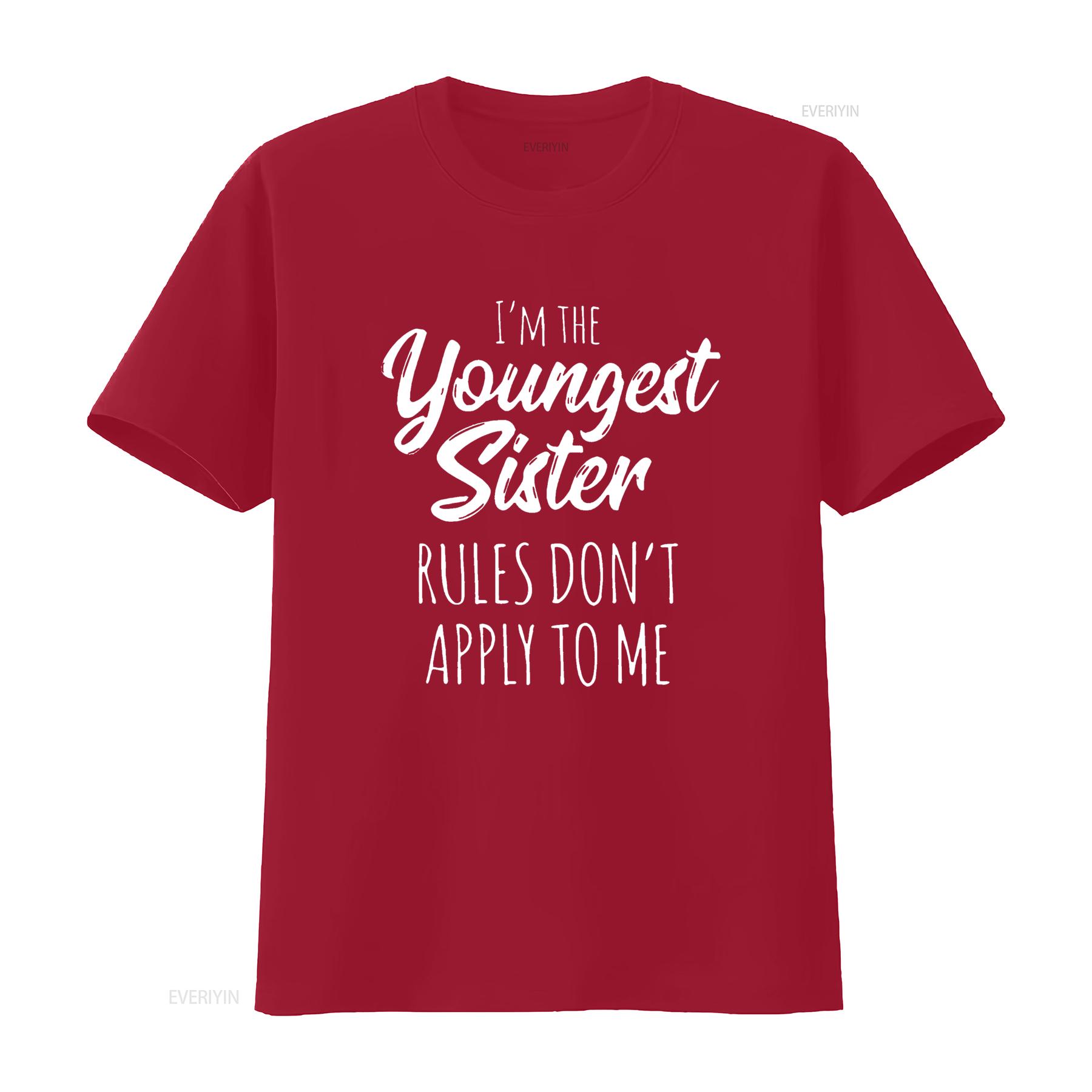 I m The Youngest Sister Rules Not Apply To Me  Women T Shirt Black X Large vintage Washed Stretched graphic Soft Casual S