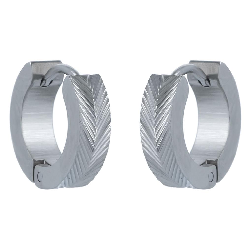 Les Trésors De Lily [R4835] - Créoles acier 'Peaceful' argenté - 12 mm 4 mm