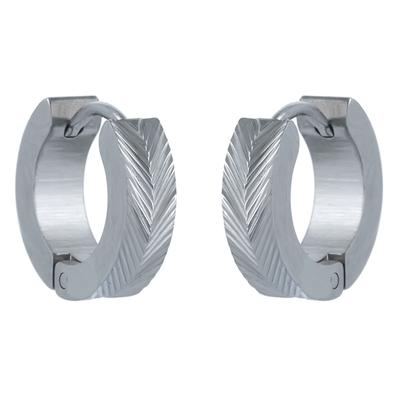 [R4835] - Creolen aus silbernem Stahl „Peaceful“ - 12 mm 4 mm