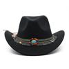 Jewel Ethnic Style Cowboy Hat, Crimped Felt Hat, Western Hat, Outdoor Riding Hat, Men's and Women's Cowboy Hats