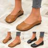 Ladies Fashion Retro Solid Color Leather Shallow Mouth Flat Square Head Casual Single Shoes Womens Air 270 Casual Shoe
