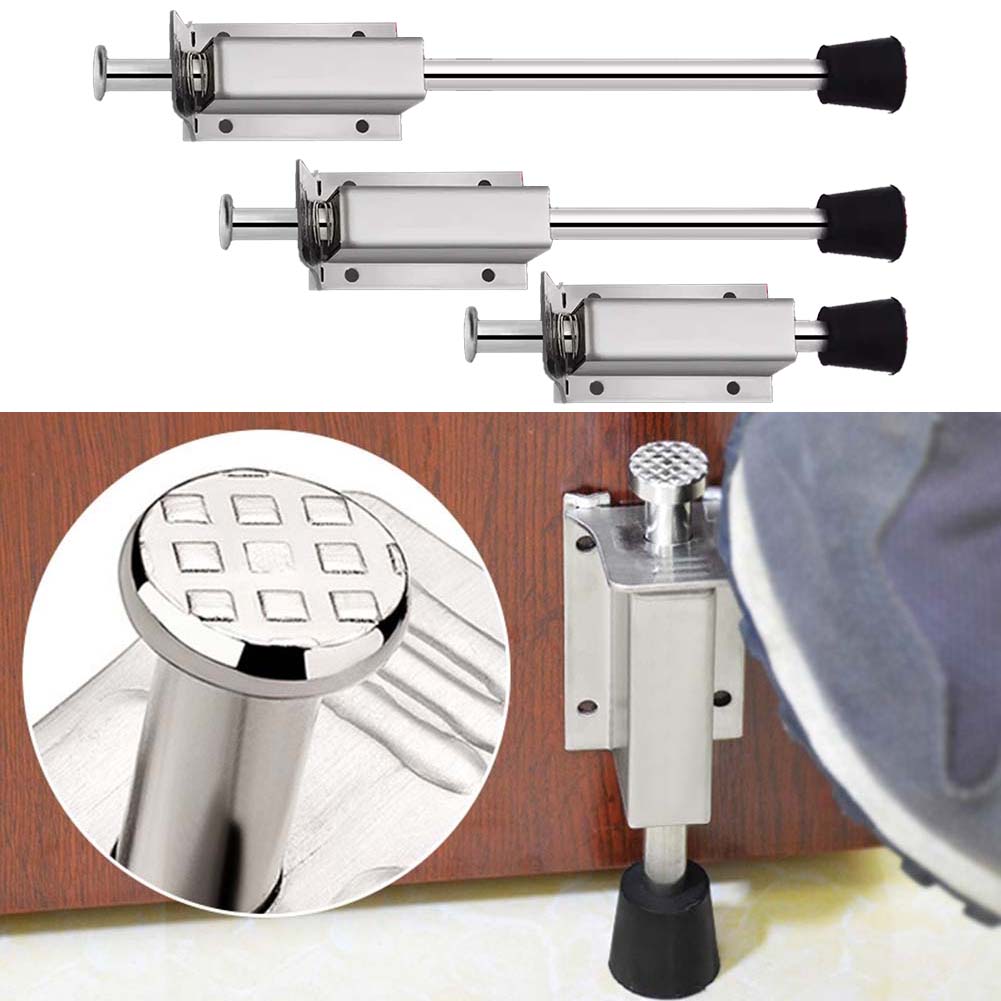 Stainles Steel Foot Pedal Door Stopper Foot Pedal Door Top Stopper Holder Floor Limiter With Rubber Door Support Swing Stopper