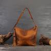 Johnature Retro Handmade Women's Bag High Capacity Genuine Leather Solid Color Tote Bag Commuter Shoulder Bag
