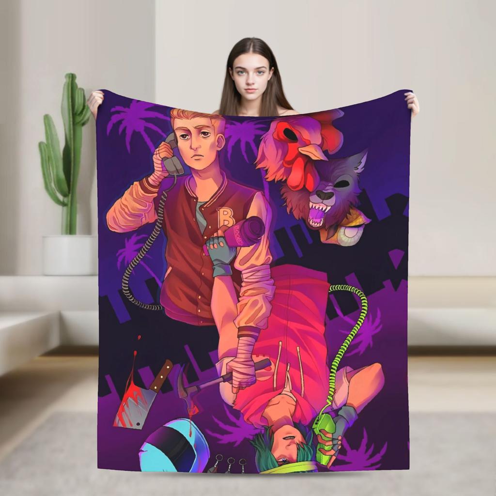 Line Miami Game Blanket  Travel Office Flannel Throw Blanket For Bedroom Soft Custom Quality Bedspread Birthday Gift