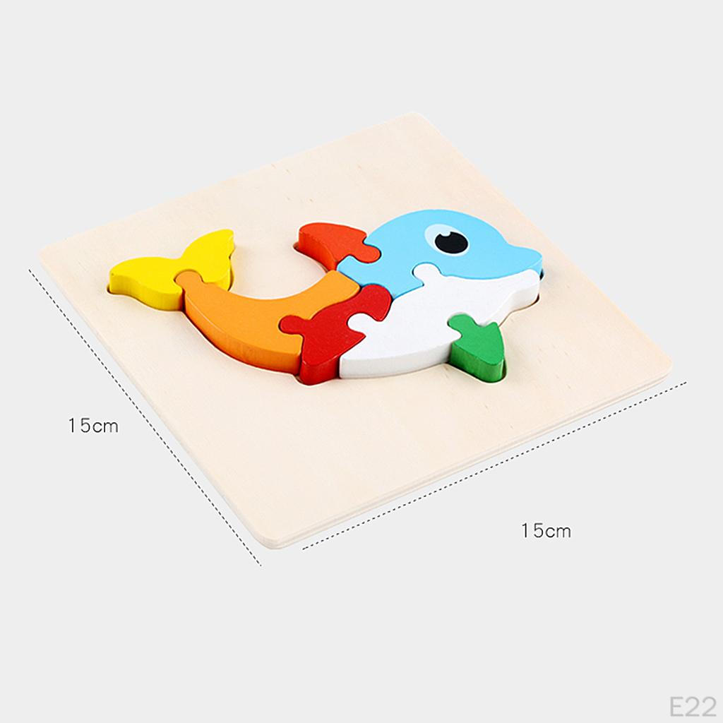3D Wooden Animal Puzzle Jigsaw Building Blocks Sorting Game Pre-school Learning Educational
