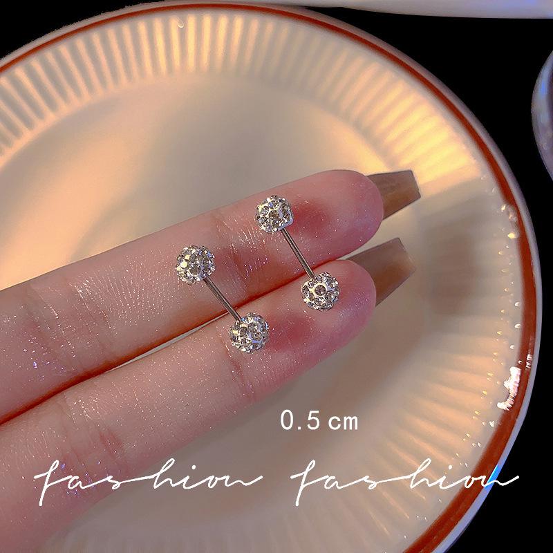 Zirconia Threaded Screw Earrings: Elegant Cartilage & Ear Studs for Women