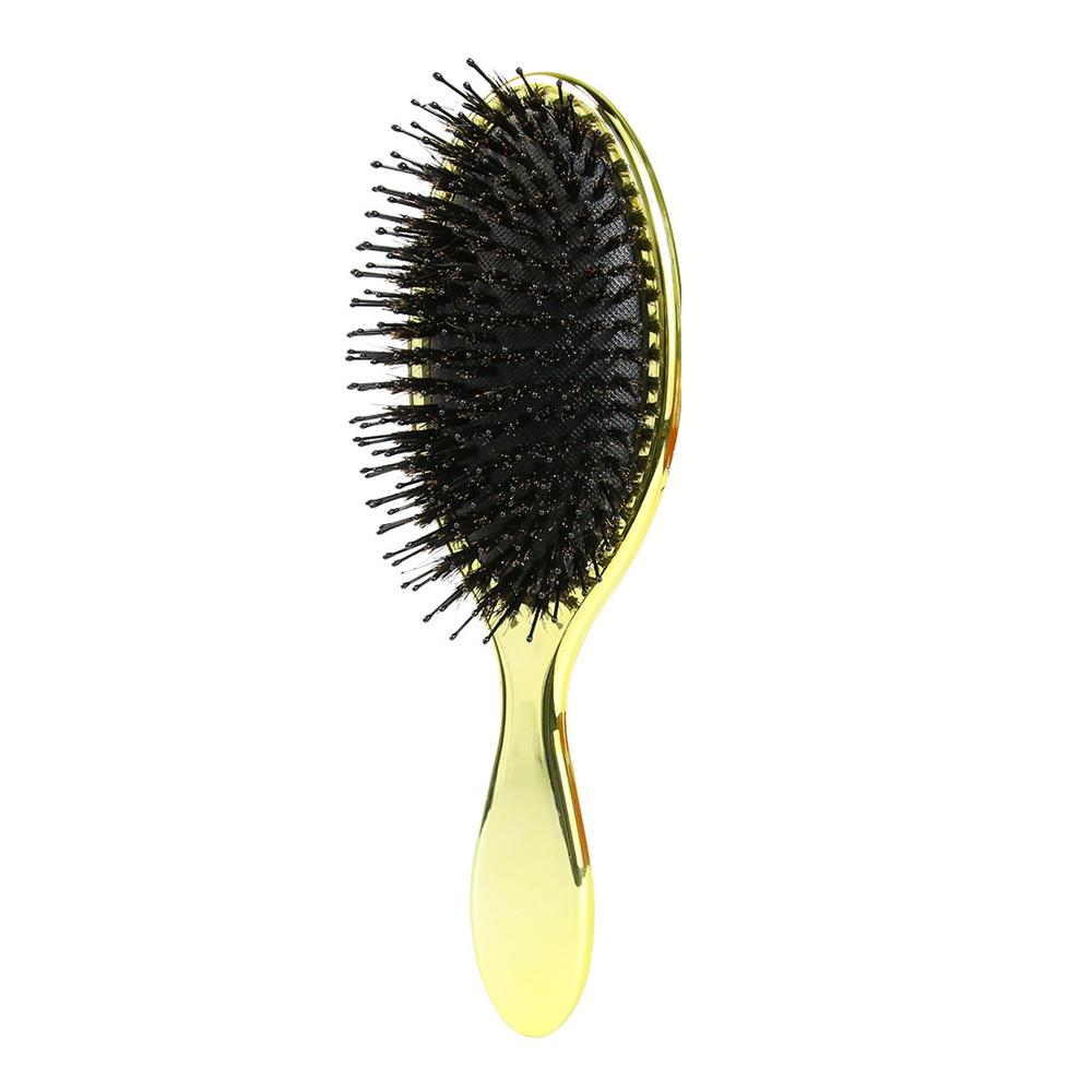 Luxury Gold And Silver Color Boar Bristle Paddle Hair Brush Oval Hair Brush Anti Static Hair Comb Hairdressing Massage Comb