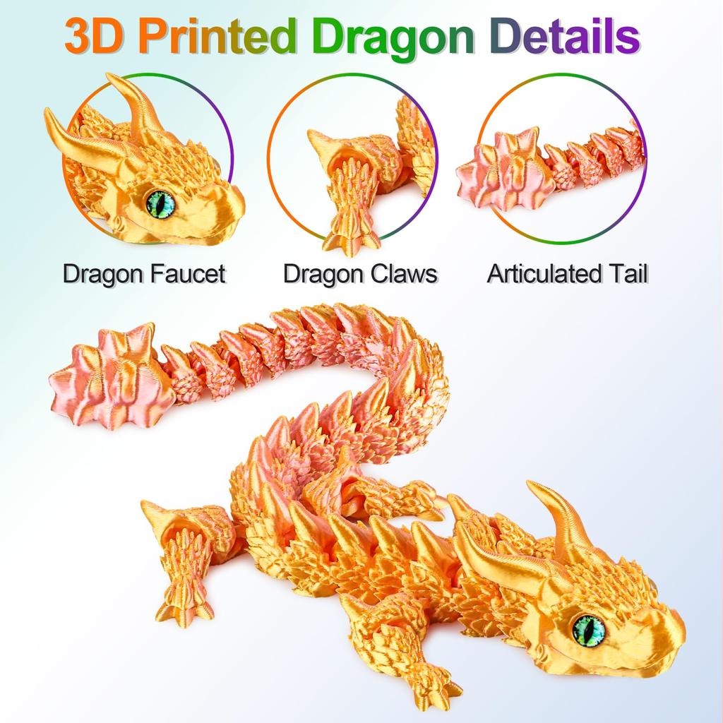 31.5/38.5Cm 3D Printed Akatsuki Magic Dragon Mode Multi-Joint Movable Articulated Dragon Decor Adults Kid Toy Gift