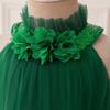 Children Christmas Dress Luxury Girl Christmas Outfits Sleeveless Mesh Bow Tutu Fashions Green Elegant Festive Party Princess Dress