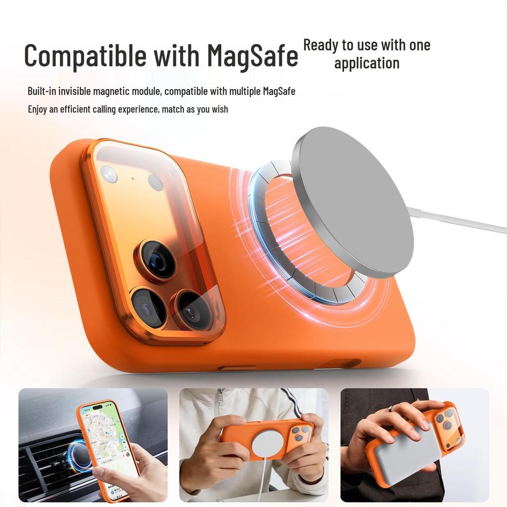 iPhone 17 Pro Max Magnetic Lens Holder Liquid Silicone Drop-Proof Case