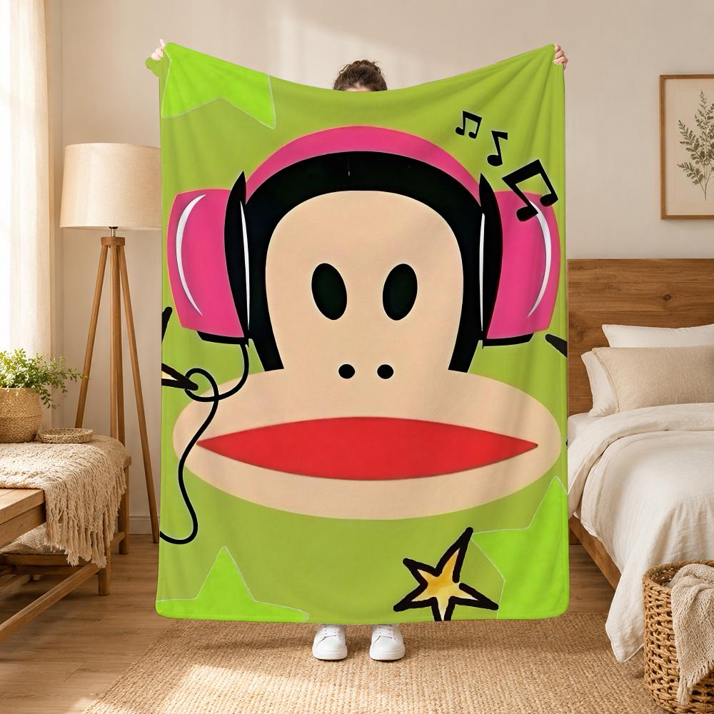 Julius the Monkey Character Throw 240g flannel blanket, suitable for sofas, beds, offices, exquisite gift blankets