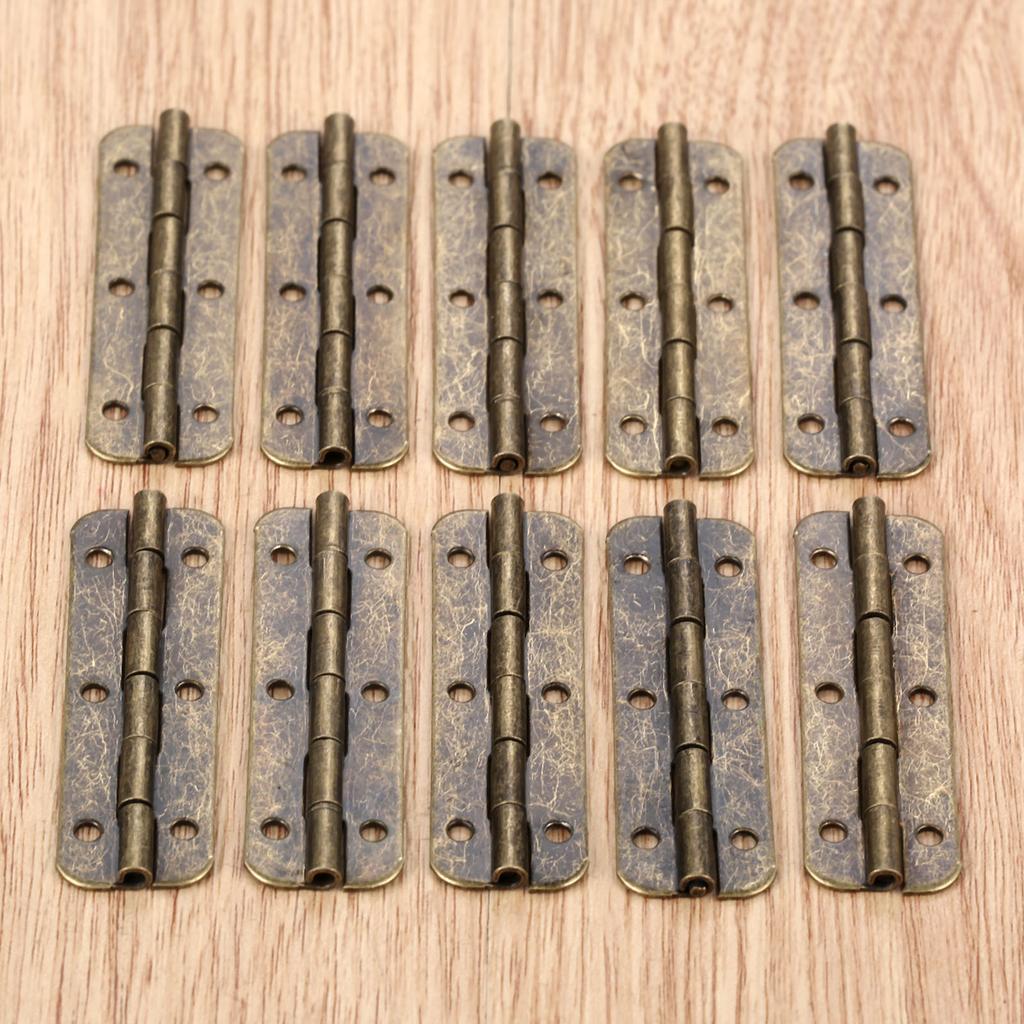 DRELD 10 Stück oder 2 Stück Antik-Bronze Schrank Holz Schmuckschatulle Geschenk Weinkiste Retro Dekor Möbel Lange Scharniere 6 Löcher 51*16mm