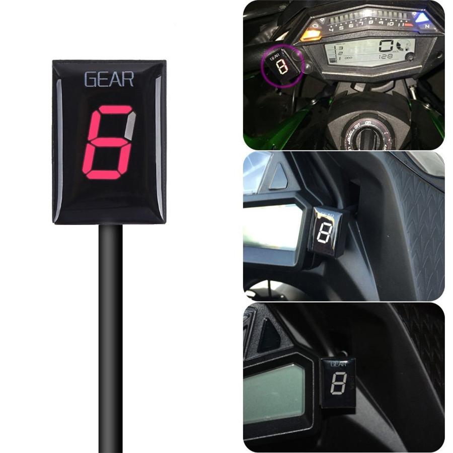 Motorcycle Gear Indicator 0-6 Gear Red LED Display Waterproof For Kawasaki EFI