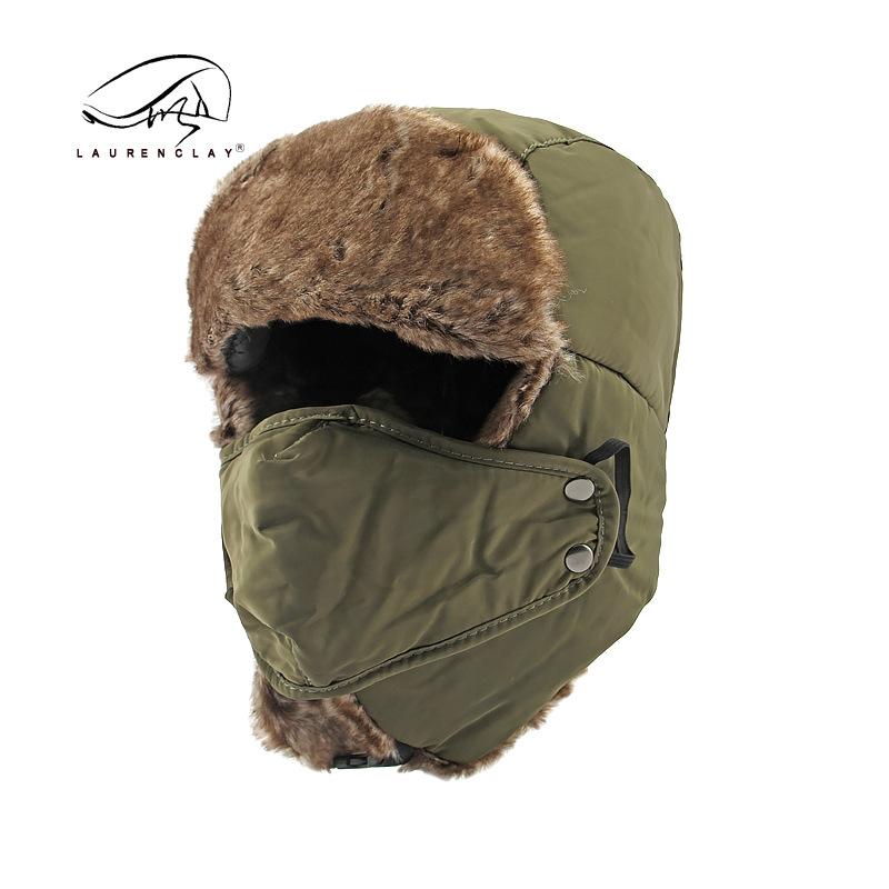 

Шапка мужская зимняя с защитой ушей теплая ветрозащитная для катания на снегу маска шапка снежная женская трендовая One size армия зеленый