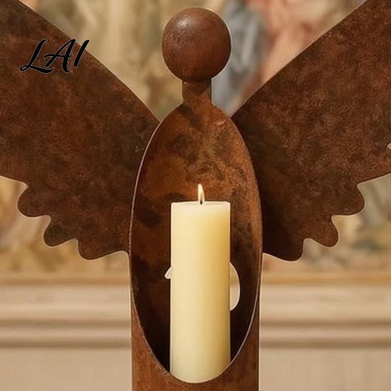 Dekorativer Kerzenhalter für Fensterbank Rostiger Engelhalter Vintage Metall Teelicht Kandelaber Garten Terrasse Ornament Dekor Rustikal Wetterfest
