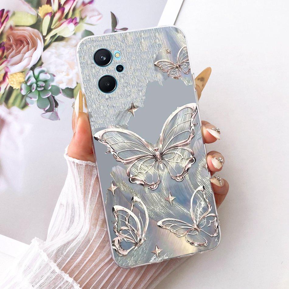 For Realme 9i RMX3491 Cute Flower Butterfly Cat Painted Case For Realme9i 4G Soft Silicone TPU Phone Cases