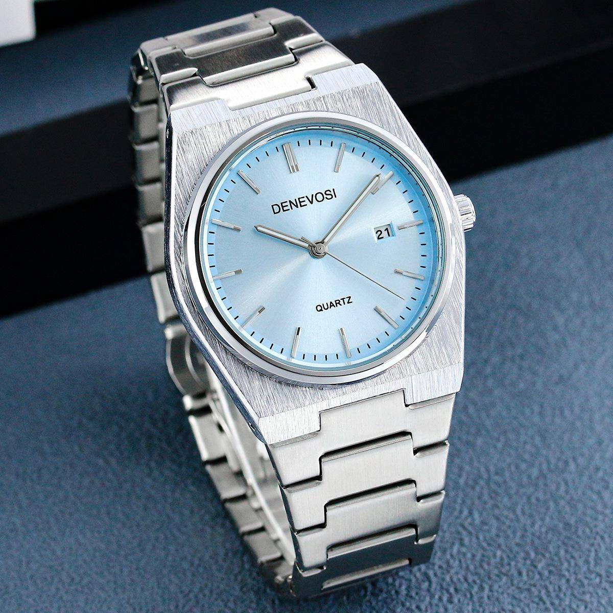 

Элегантные мужские часы со светящимся указателем даты, корпус из нержавеющей стали, кварцевый механизм со сканирующей секундной стрелкой, идеальный подарок для мужских наручных часов светло-синий