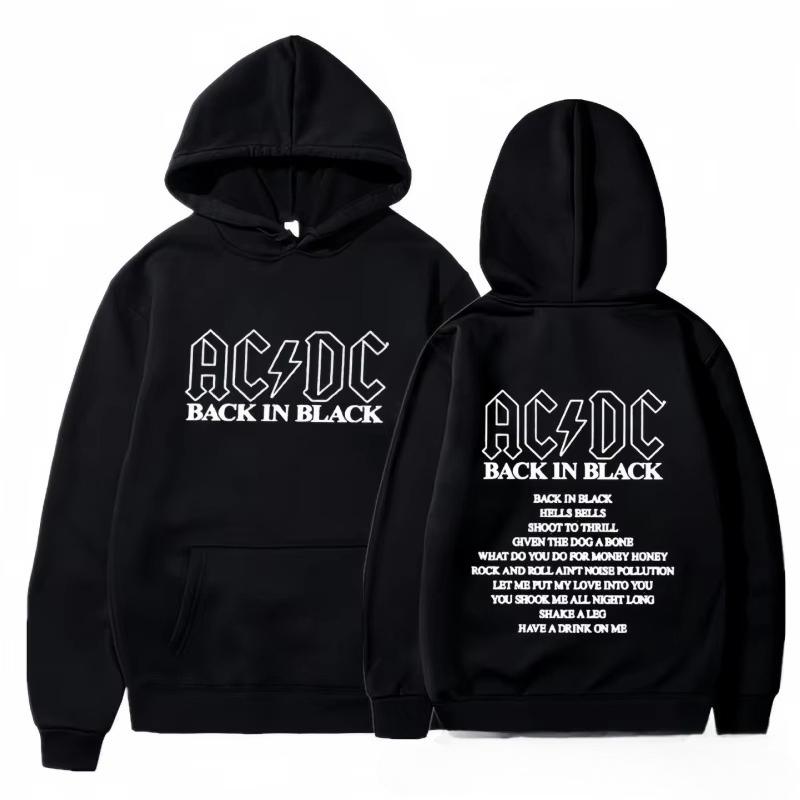 Autumn and Winter Men's Hooded Sweatshirt ACDC Pattern Brand Hooded Sweatshirt Y2K Clothing Fashion Casual Long Sleeved Pullover