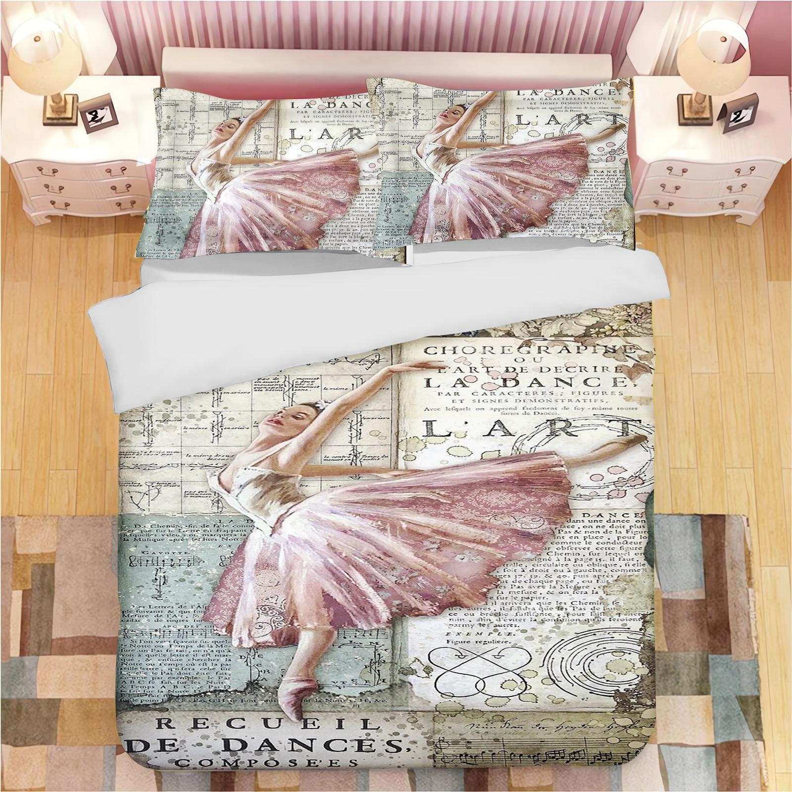 2/3-Pcs Ballet Girl Printed Down Duvet Cover, Various Sizes Of Bedding Decoration, Soft And Machine Washable 135x200cm