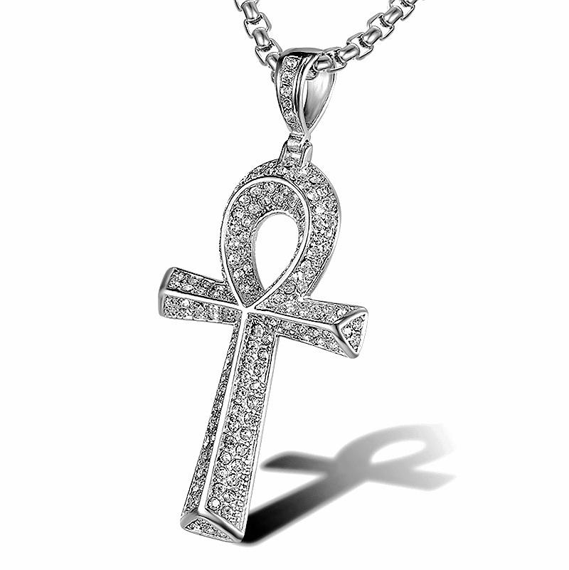 2026 Jewelry Fashion Trend Inlaid Zircon Men's Exquisite Gift Jewelry Necklace Egypt Anhe Key Pendant